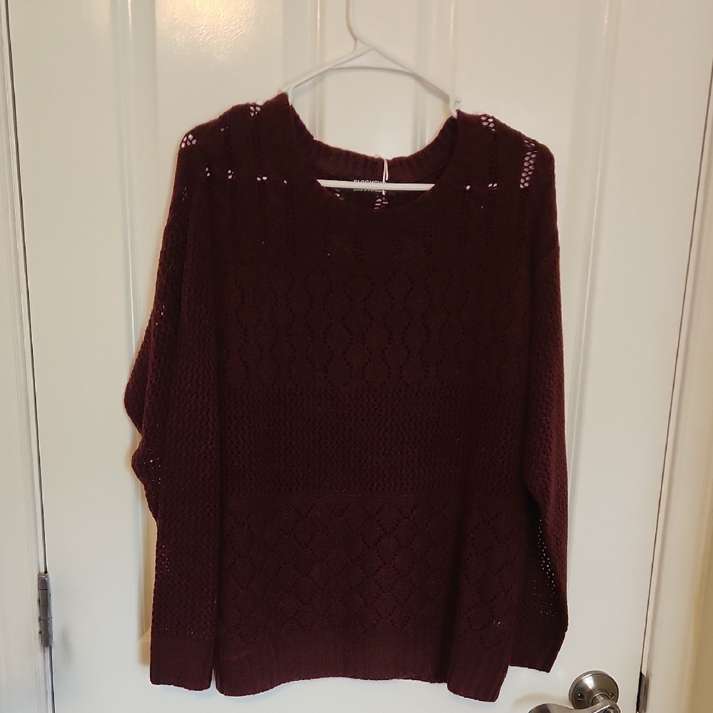 Bloomchic 14/16 Maroon Crew Neck Sweater with Soft Knit and Long Sleeves